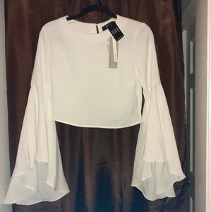 A'gaci white crop top with bell sleeves